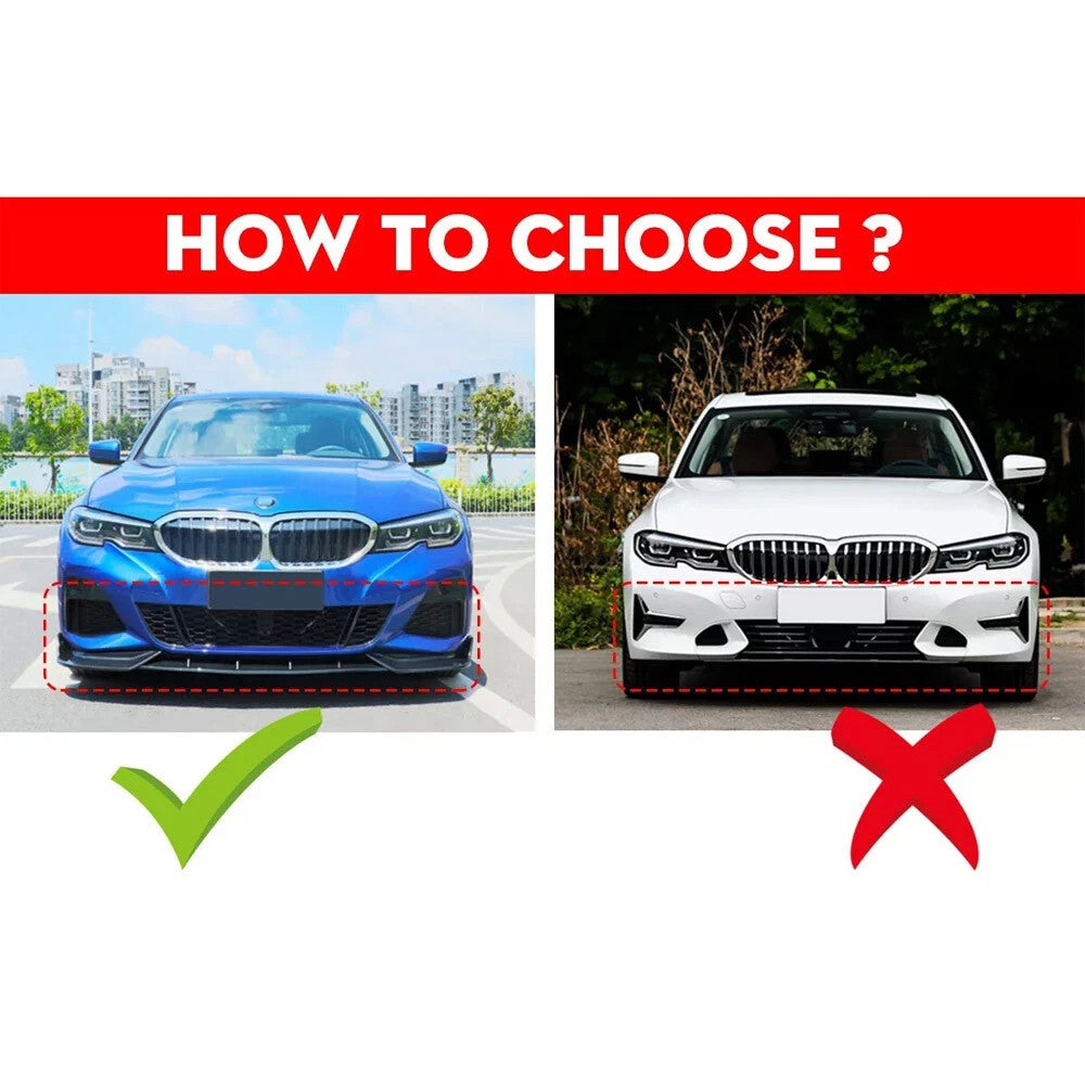 GT Style Front Bumper Lip For BMW BMW 3 Series G20 G21 G28 M340i 330i 330e M Sport 2019-2022 Diffuser Body Kit Glossy Black