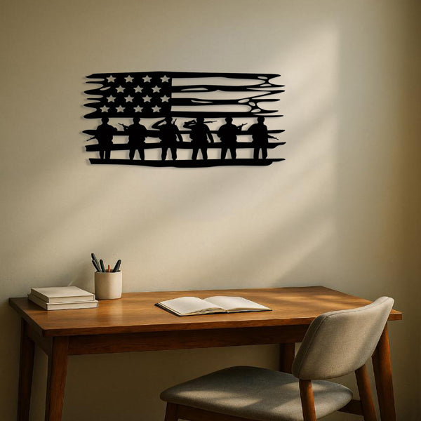Vintage American Flag Wall Art Metal Stars Stripes Indoor Outdoor Patriotic Wall Hanging