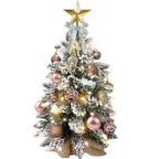22in Tabletop Christmas Tree With Light Artificial Small Mini Red Christmas Decoration With Flocked Snow, Exquisite Decor & Xmas Ornaments For Table Top For Home & Office, Red - VibraStore