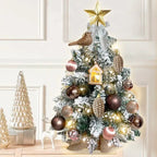 22in Tabletop Christmas Tree With Light Artificial Small Mini Red Christmas Decoration With Flocked Snow, Exquisite Decor & Xmas Ornaments For Table Top For Home & Office, Red - VibraStore