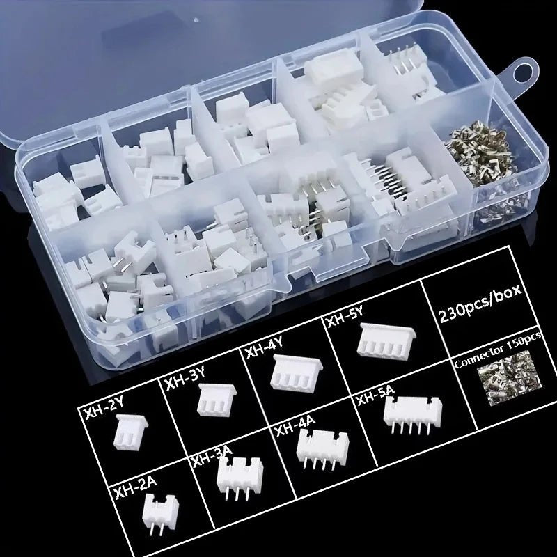 230 Pcs XH2.54 2p 3p 4p 5pin 2.54mm Pitch Terminal Male And Female Housing Kit Pin Connector Terminal Connector Kit - VibraStore