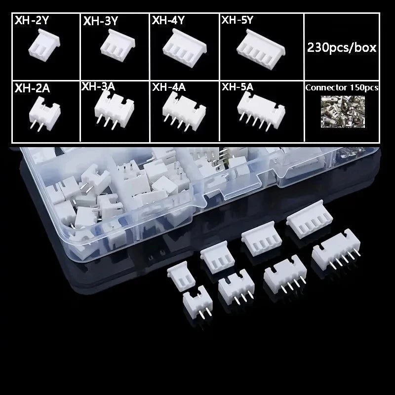 230 Pcs XH2.54 2p 3p 4p 5pin 2.54mm Pitch Terminal Male And Female Housing Kit Pin Connector Terminal Connector Kit - VibraStore