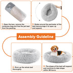 24 Inch Anti - Slip Round Fluffy Plush Faux Fur Cat Bed, Fits Up To 25 Lbs Pets - VibraStore