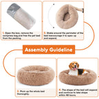 24 Inch Anti - Slip Round Fluffy Plush Faux Fur Cat Bed, Fits Up To 25 Lbs Pets - VibraStore