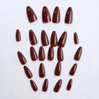 24 Uds. Prensa de uñas de color rojo oscuro, uñas postizas de almendra media, sangre roja intenso, corta, de tacón alto, uñas postizas ovaladas acrílicas reutilizables - VibraStore
