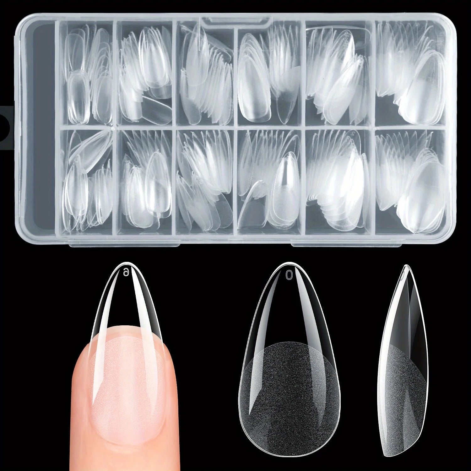 240 Uds. De uñas postizas de cobertura completa medio mate de almendra, puntas de extensión de uñas de Gel suave, 12 tamaños, prensa en uñas, salón en casa DIY - VibraStore