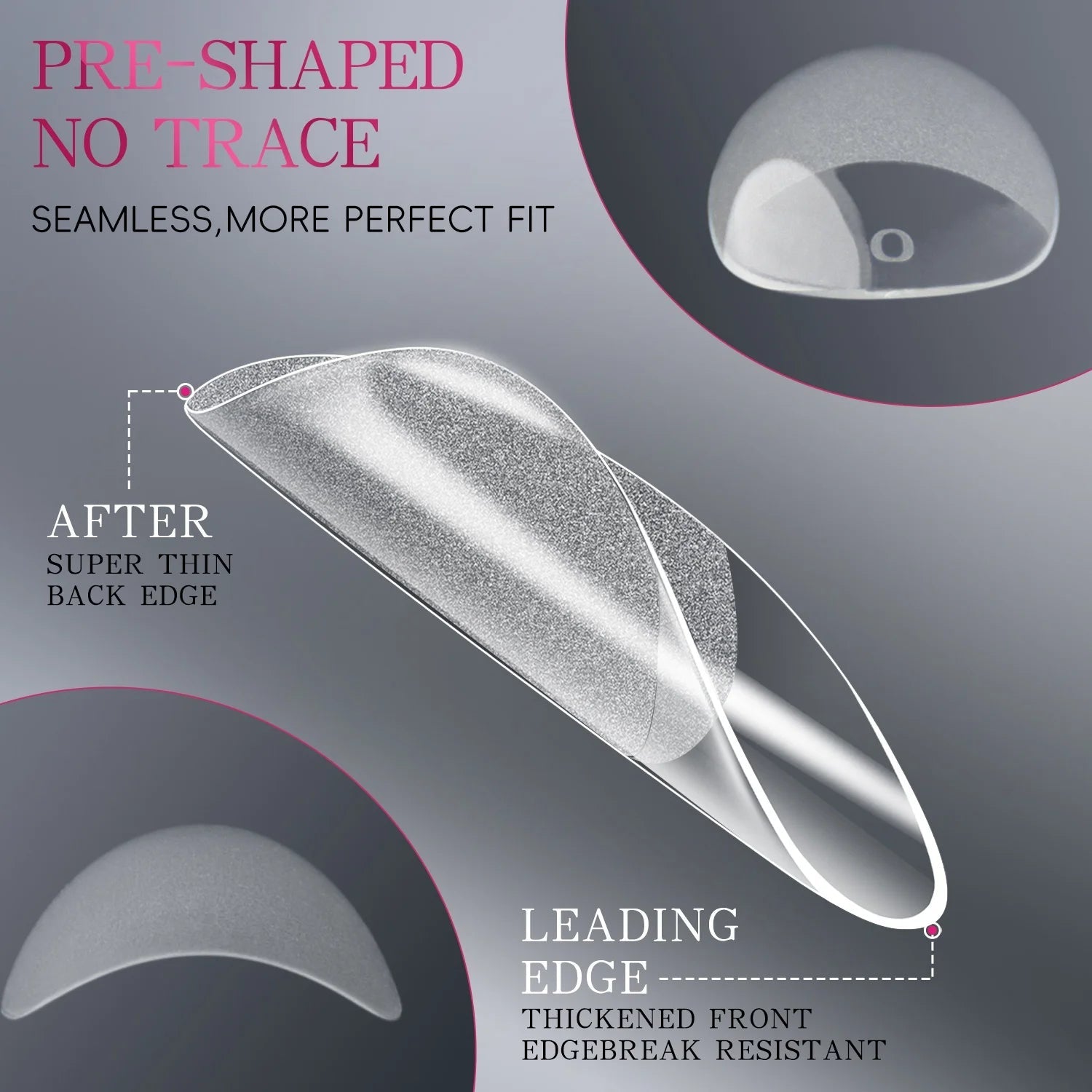 240 Uds. De uñas postizas de cobertura completa medio mate de almendra, puntas de extensión de uñas de Gel suave, 12 tamaños, prensa en uñas, salón en casa DIY - VibraStore