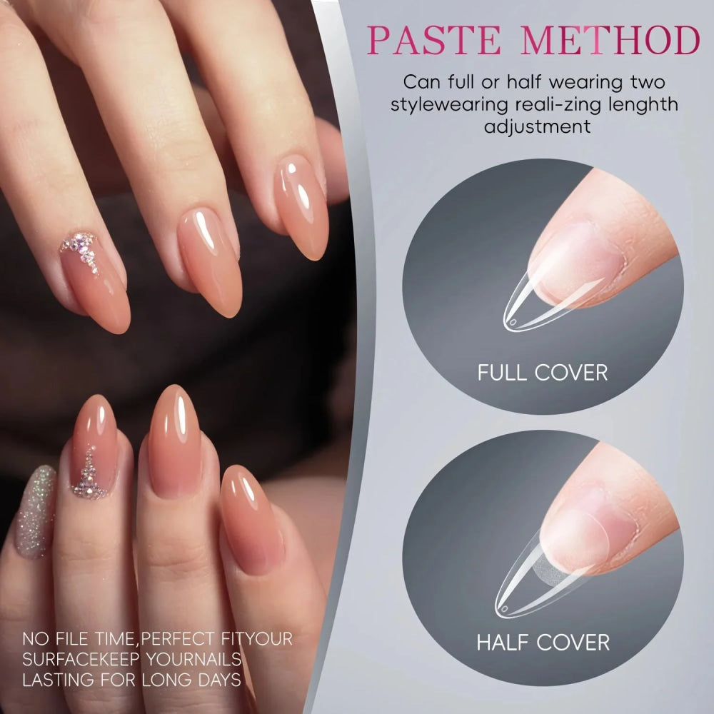240 Uds. De uñas postizas de cobertura completa medio mate de almendra, puntas de extensión de uñas de Gel suave, 12 tamaños, prensa en uñas, salón en casa DIY - VibraStore