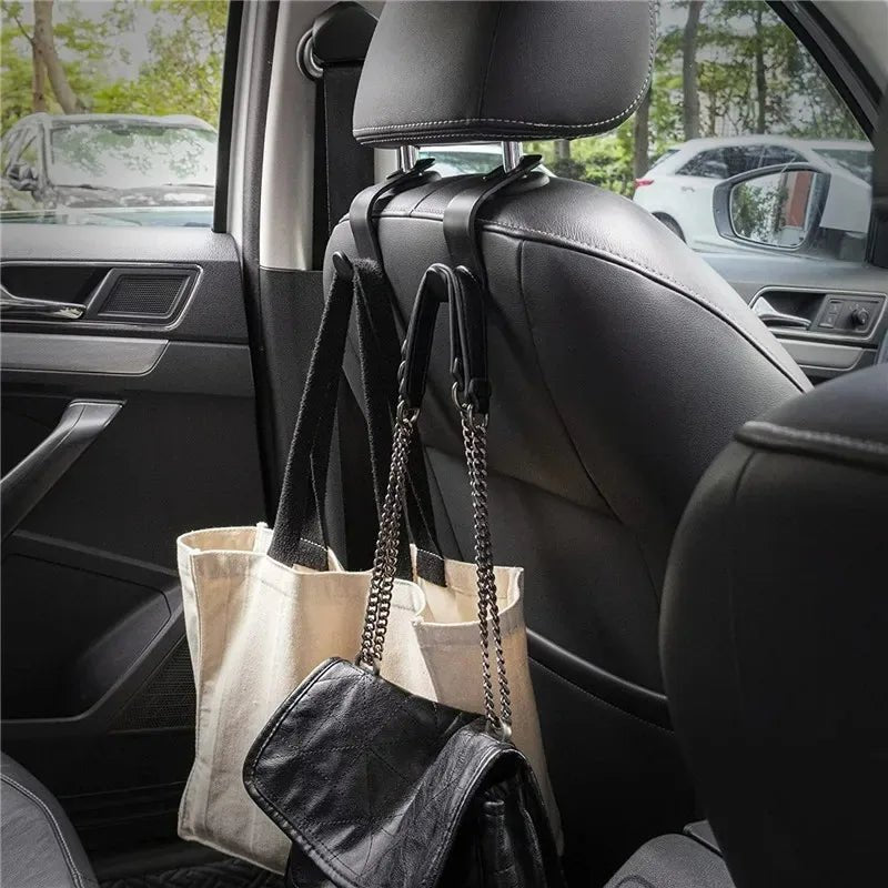 2/4Pcs Car Headrest Hooks Hanger for Bags Seat Back Organizer Holder Clips Auto Fastener Hooks Car Storage Interior Accessories - VibraStore