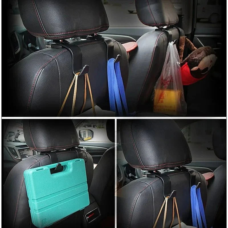 2/4Pcs Car Headrest Hooks Hanger for Bags Seat Back Organizer Holder Clips Auto Fastener Hooks Car Storage Interior Accessories - VibraStore