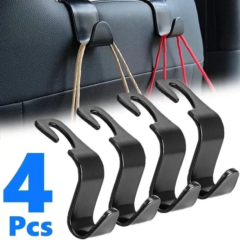 2/4Pcs Car Headrest Hooks Hanger for Bags Seat Back Organizer Holder Clips Auto Fastener Hooks Car Storage Interior Accessories - VibraStore
