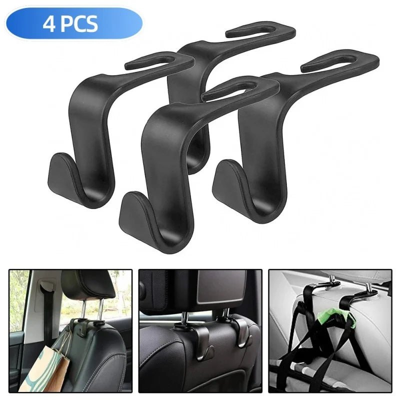 2/4Pcs Car Headrest Hooks Hanger for Bags Seat Back Organizer Holder Clips Auto Fastener Hooks Car Storage Interior Accessories - VibraStore