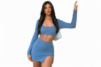 Two-piece Skirt With Leaky Navel Square Neck Wrap Chest And Split Skirt