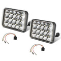 2Pcs 4x6in Car LED Headlights Vehicle Rectangular Headlamp With H4 Socket H4 - to - 3Pins Adapter With High Low Beam White Light IP68 Waterproof For 10 - 80V SUV Truck Sedan Car Motorcycle - VibraStore