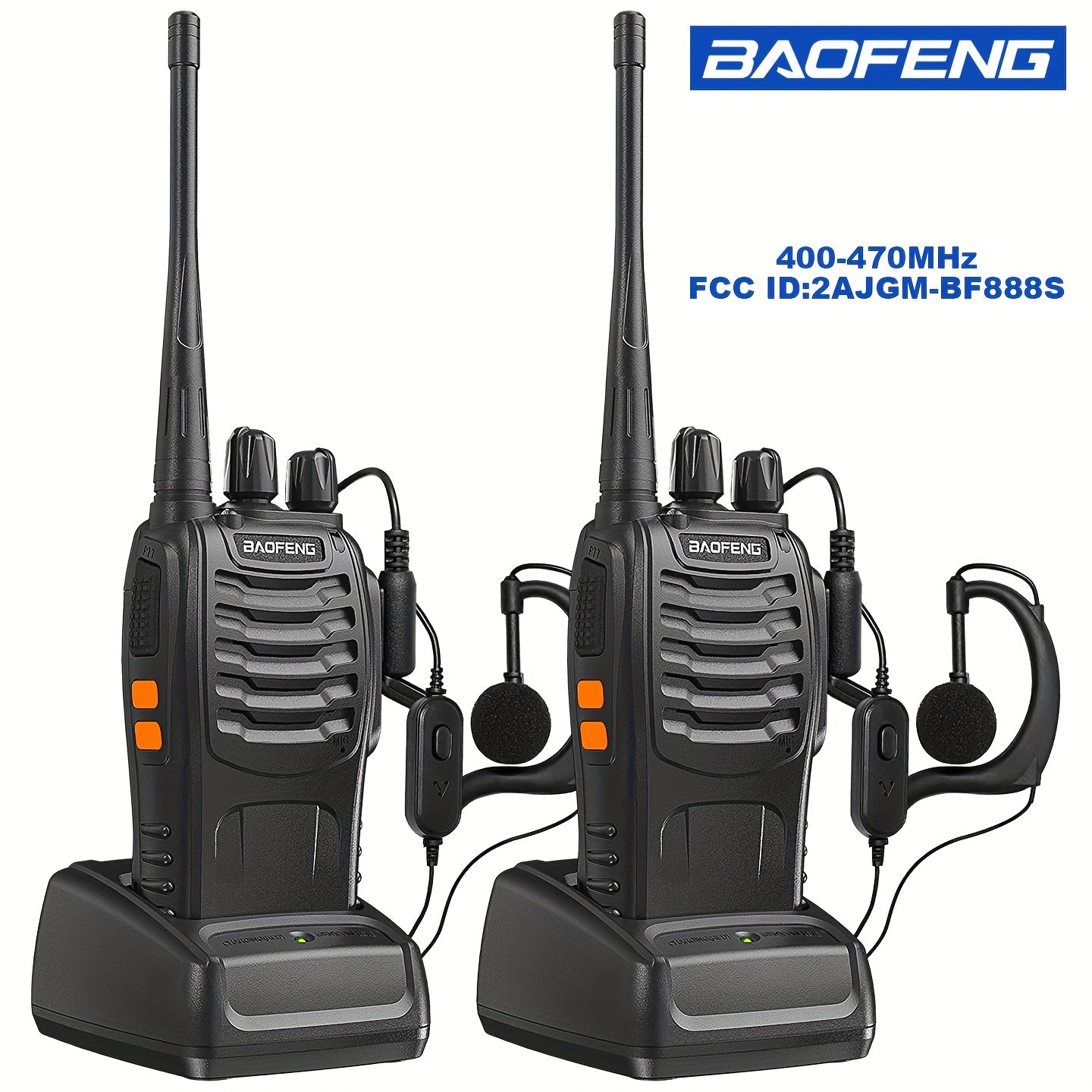 2pcs BAOFENG BF - 888S UHF 400 - 480MHz Amateur Radio Walkie Talkies, 2 - Way Handheld Two - Way Radios with, Portable FM/PM Transmission for Adults, Hiking, Camping, Emergency Radio, Boat Radio, Handheld Radio Pouch - VibraStore