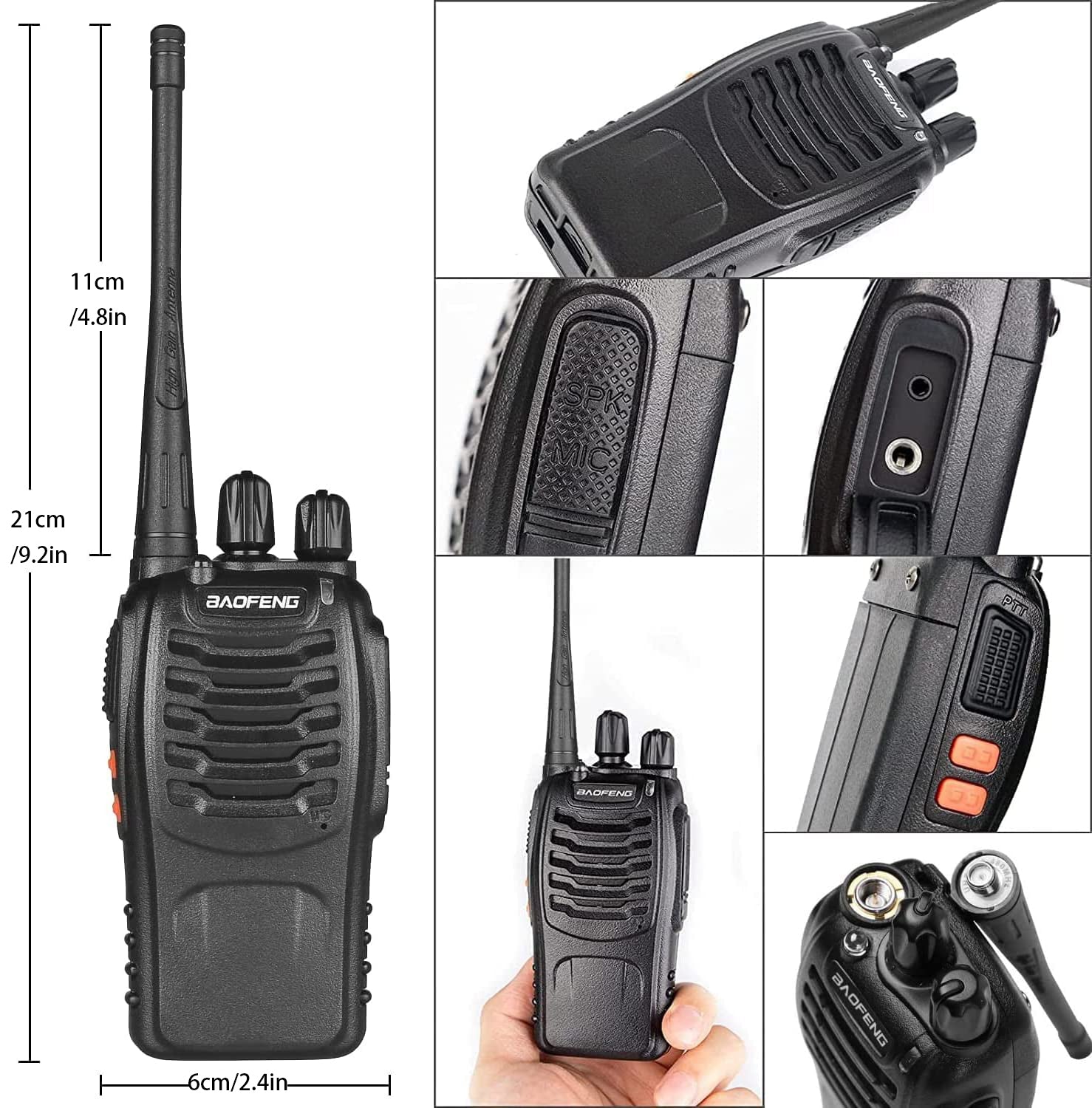 2pcs BAOFENG BF - 888S UHF 400 - 480MHz Amateur Radio Walkie Talkies, 2 - Way Handheld Two - Way Radios with, Portable FM/PM Transmission for Adults, Hiking, Camping, Emergency Radio, Boat Radio, Handheld Radio Pouch - VibraStore