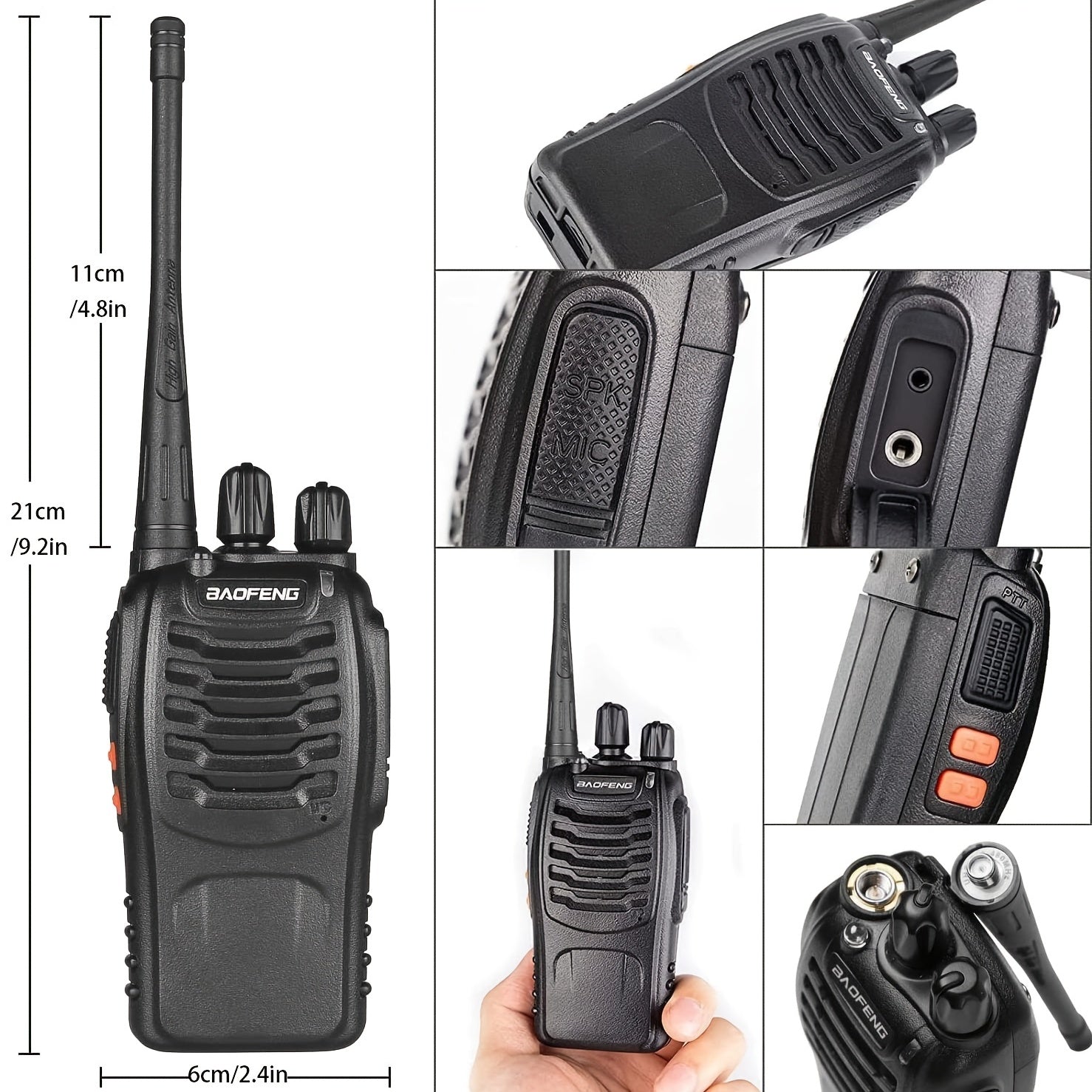 2pcs BAOFENG BF - 888S UHF 400 - 480MHz Amateur Radio Walkie Talkies, 2 - Way Handheld Two - Way Radios with, Portable FM/PM Transmission for Adults, Hiking, Camping, Emergency Radio, Boat Radio, Handheld Radio Pouch - VibraStore