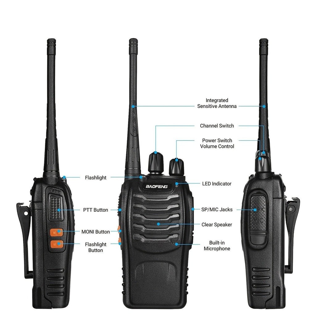 2pcs BAOFENG BF - 888S UHF 400 - 480MHz Amateur Radio Walkie Talkies, 2 - Way Handheld Two - Way Radios with, Portable FM/PM Transmission for Adults, Hiking, Camping, Emergency Radio, Boat Radio, Handheld Radio Pouch - VibraStore