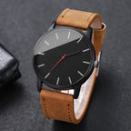 2PCs Men's Gentleman Watch Simple Classic Round Dial Quartz Watch Men's PU Leather Strap Simulated Watch Set - VibraStore