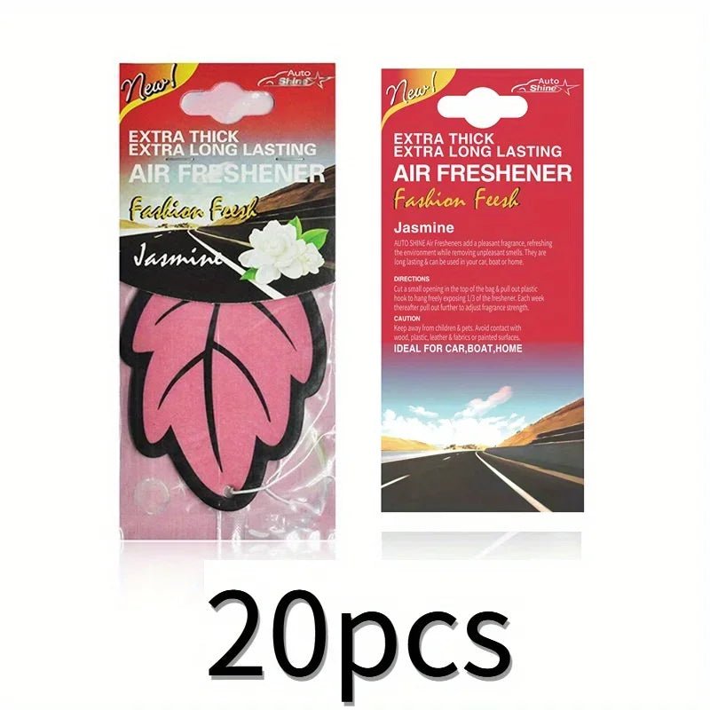 3 - 60pcs Car Air Freshener Natural Scented Tea Paper Auto Hanging Vanilla Perfume Fragrance Leaf Shape Car Accessories Interior - VibraStore
