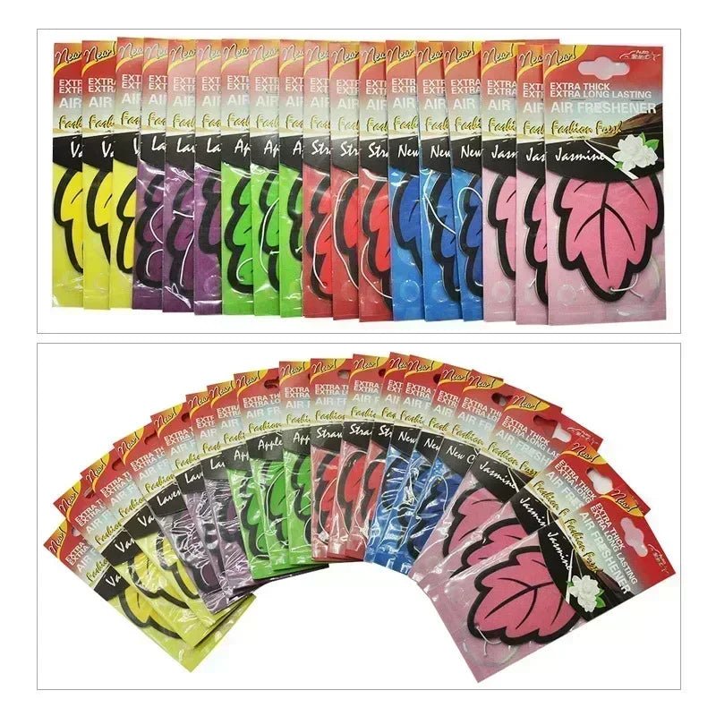 3 - 60pcs Car Air Freshener Natural Scented Tea Paper Auto Hanging Vanilla Perfume Fragrance Leaf Shape Car Accessories Interior - VibraStore