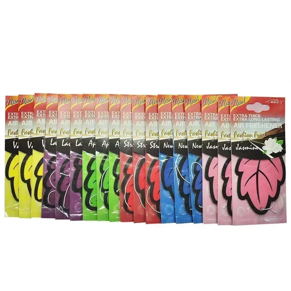 3 - 60pcs Car Air Freshener Natural Scented Tea Paper Auto Hanging Vanilla Perfume Fragrance Leaf Shape Car Accessories Interior - VibraStore