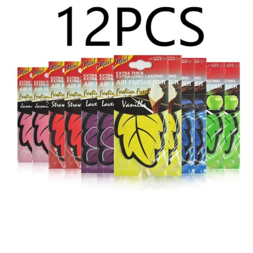 3 - 60pcs Car Air Freshener Natural Scented Tea Paper Auto Hanging Vanilla Perfume Fragrance Leaf Shape Car Accessories Interior - VibraStore