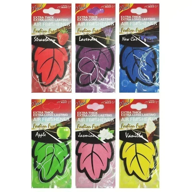 3 - 60pcs Car Air Freshener Natural Scented Tea Paper Auto Hanging Vanilla Perfume Fragrance Leaf Shape Car Accessories Interior - VibraStore