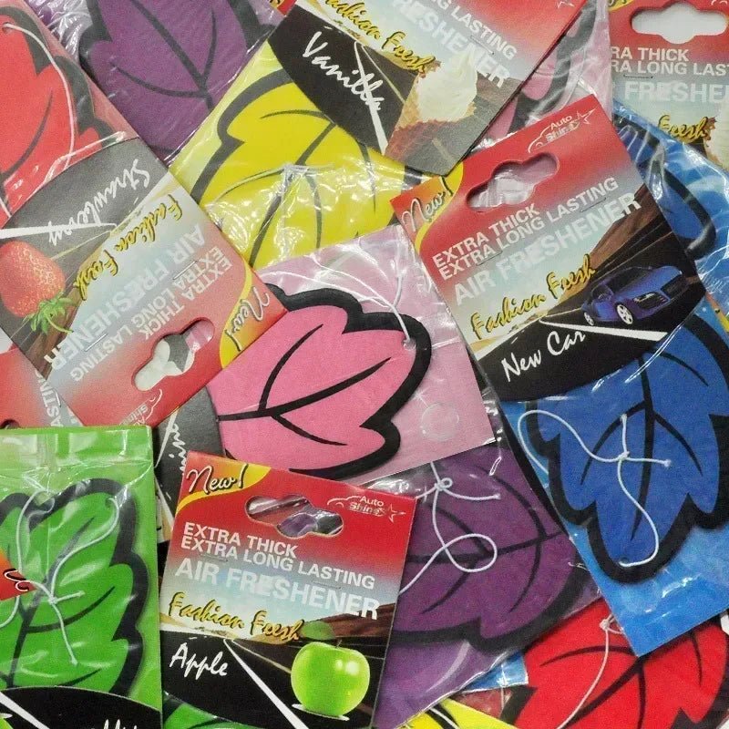 3 - 60pcs Car Air Freshener Natural Scented Tea Paper Auto Hanging Vanilla Perfume Fragrance Leaf Shape Car Accessories Interior - VibraStore