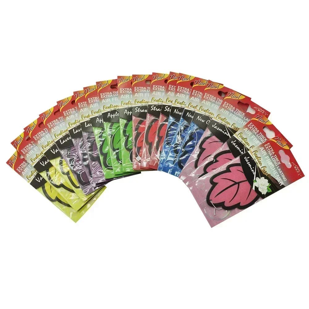 3 - 60pcs Car Air Freshener Natural Scented Tea Paper Auto Hanging Vanilla Perfume Fragrance Leaf Shape Car Accessories Interior - VibraStore