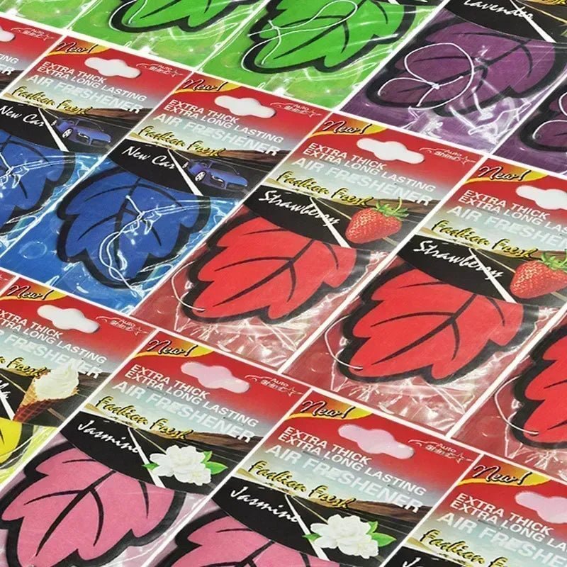 3 - 60pcs Car Air Freshener Natural Scented Tea Paper Auto Hanging Vanilla Perfume Fragrance Leaf Shape Car Accessories Interior - VibraStore