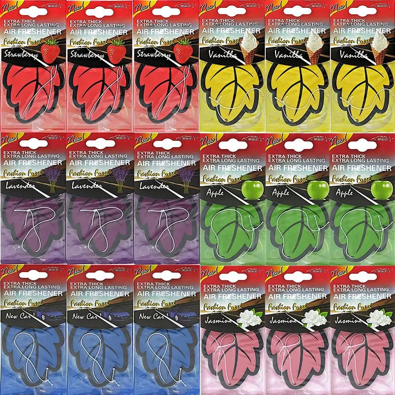 3 - 60pcs Car Air Freshener Natural Scented Tea Paper Auto Hanging Vanilla Perfume Fragrance Leaf Shape Car Accessories Interior - VibraStore