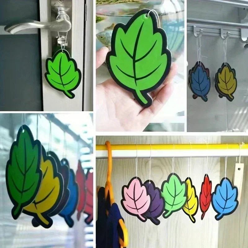 3 - 60pcs Car Air Freshener Natural Scented Tea Paper Auto Hanging Vanilla Perfume Fragrance Leaf Shape Car Accessories Interior - VibraStore