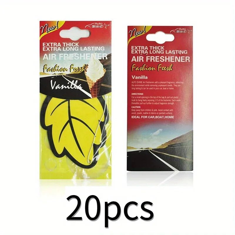3 - 60pcs Car Air Freshener Natural Scented Tea Paper Auto Hanging Vanilla Perfume Fragrance Leaf Shape Car Accessories Interior - VibraStore
