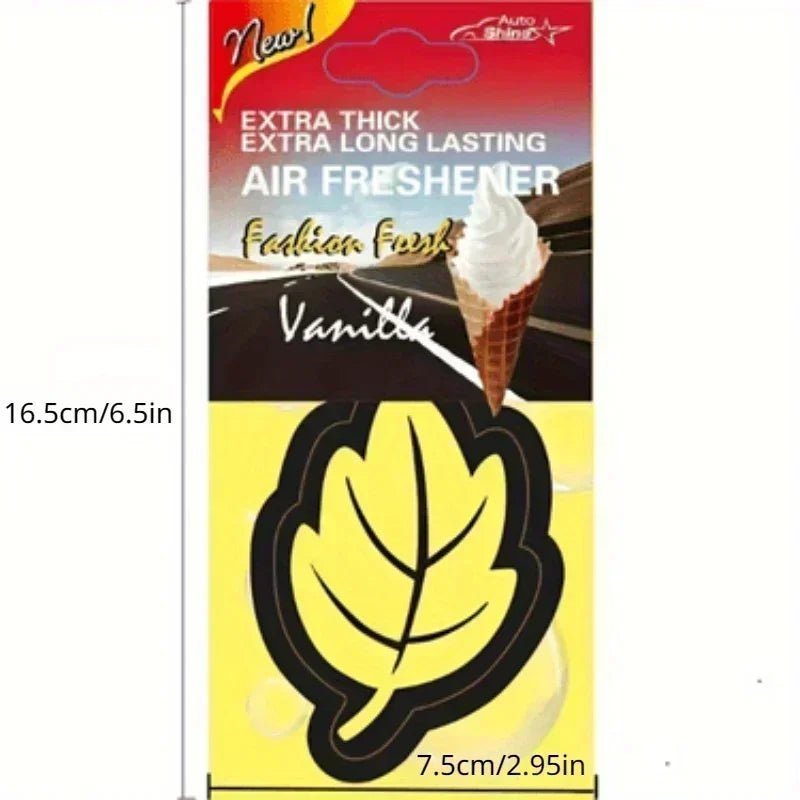 3 - 60pcs Car Air Freshener Natural Scented Tea Paper Auto Hanging Vanilla Perfume Fragrance Leaf Shape Car Accessories Interior - VibraStore