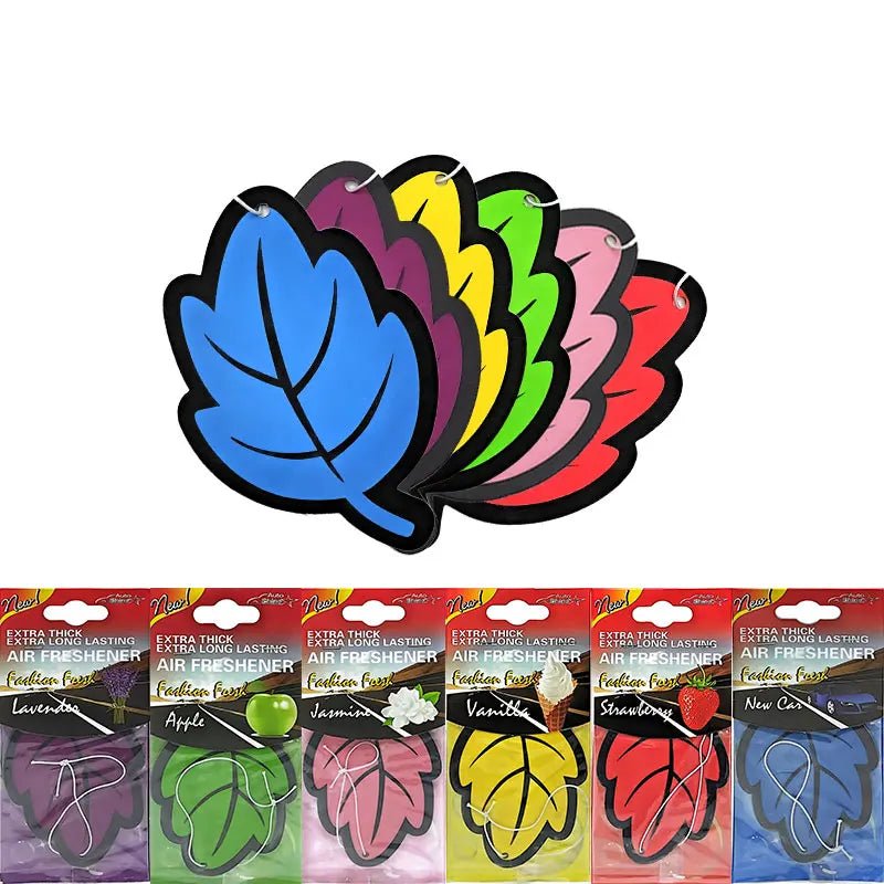 3 - 60pcs Car Air Freshener Natural Scented Tea Paper Auto Hanging Vanilla Perfume Fragrance Leaf Shape Car Accessories Interior - VibraStore