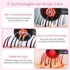 3 In 1 Red Light Scalp Massager Brush Cordless Hair Oil Applicator Massage Comb With 3 Modes Rechargeable IPX7 Waterproof - VibraStore