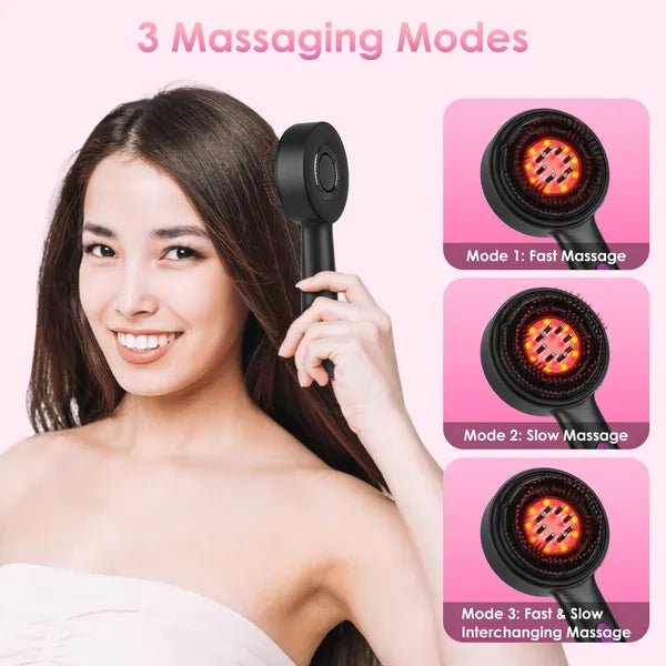 3 In 1 Red Light Scalp Massager Brush Cordless Hair Oil Applicator Massage Comb With 3 Modes Rechargeable IPX7 Waterproof - VibraStore