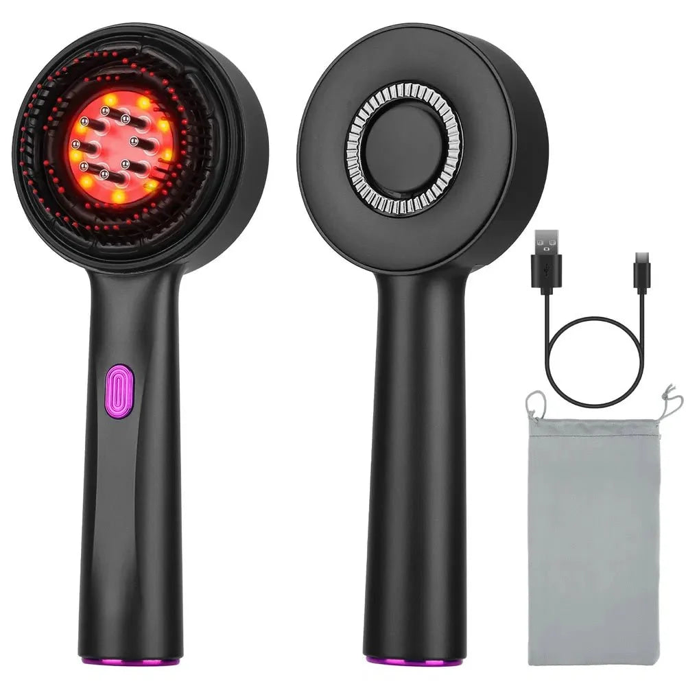3 In 1 Red Light Scalp Massager Brush Cordless Hair Oil Applicator Massage Comb With 3 Modes Rechargeable IPX7 Waterproof - VibraStore