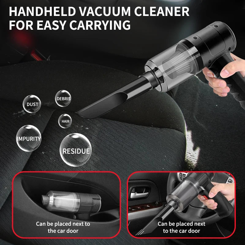 3 - in - 1 Vacuum Cleaner USB Charging Portable Suction And Blowing Function for Small Car And Household Use - VibraStore