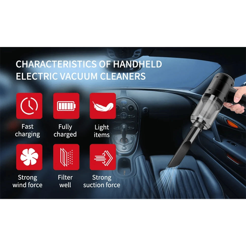 3 - in - 1 Vacuum Cleaner USB Charging Portable Suction And Blowing Function for Small Car And Household Use - VibraStore