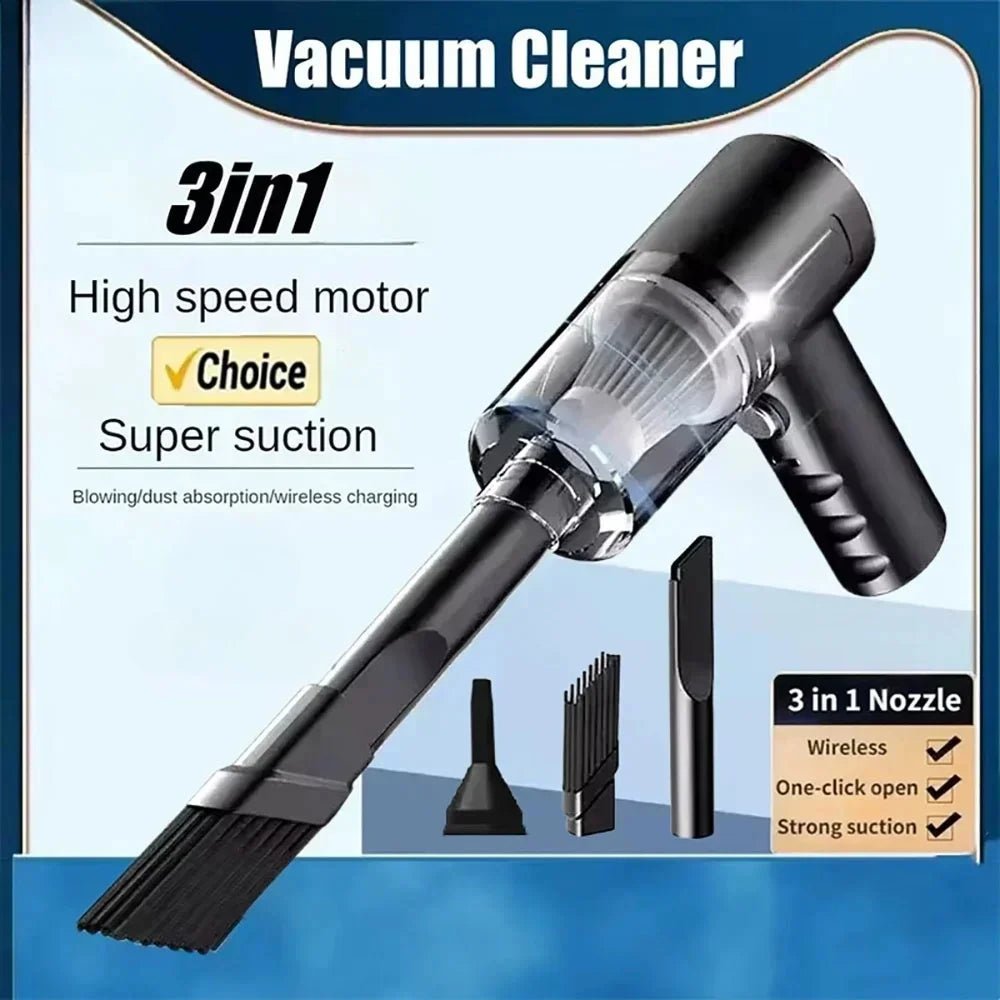3 - in - 1 Vacuum Cleaner USB Charging Portable Suction And Blowing Function for Small Car And Household Use - VibraStore