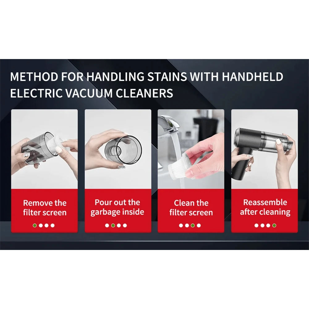 3 - in - 1 Vacuum Cleaner USB Charging Portable Suction And Blowing Function for Small Car And Household Use - VibraStore