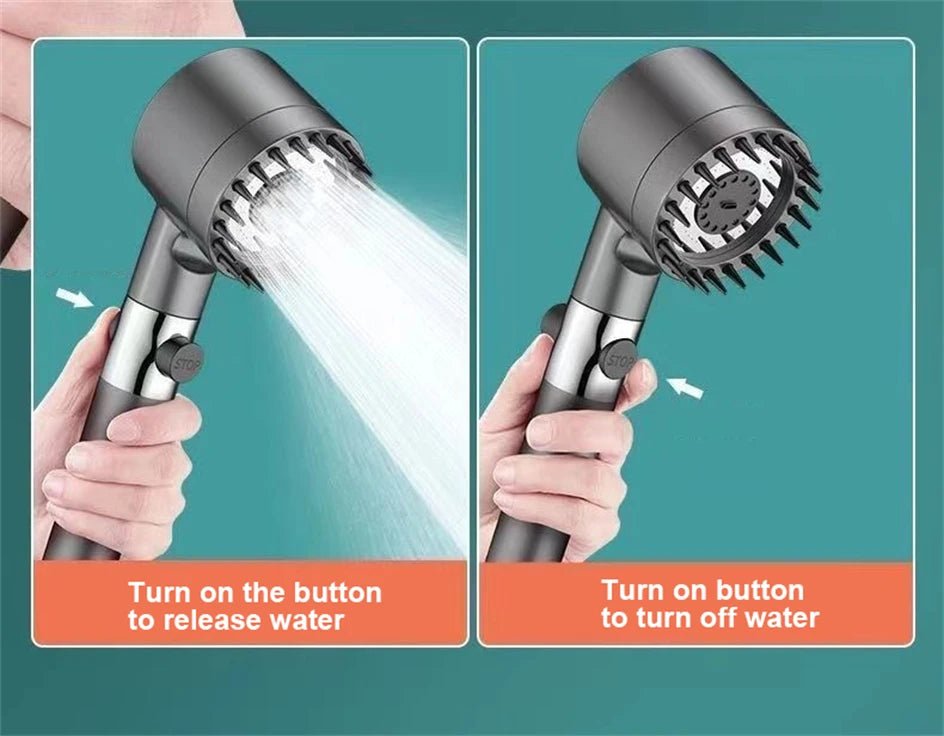 3 Modes Handheld Shower Head Filter Powerful Massage Spa High Pressure Water Saving Showerhead with ON/OFF Switch for Bathroom - VibraStore