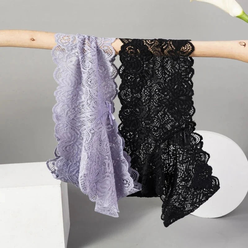 3 uds bragas sexis de encaje Floral, bragas para mujer, lencería suave de cintura baja, ropa interior femenina cómoda, bragas íntimas para niñas - VibraStore