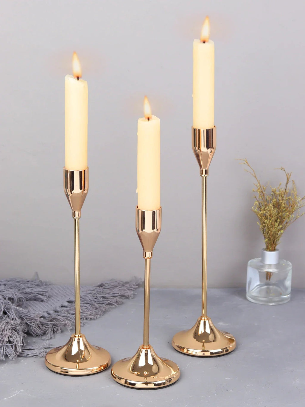3 unids/set candelabros de Metal de estilo europeo candelabro de moda mesa de boda soporte de vela candelabro - VibraStore