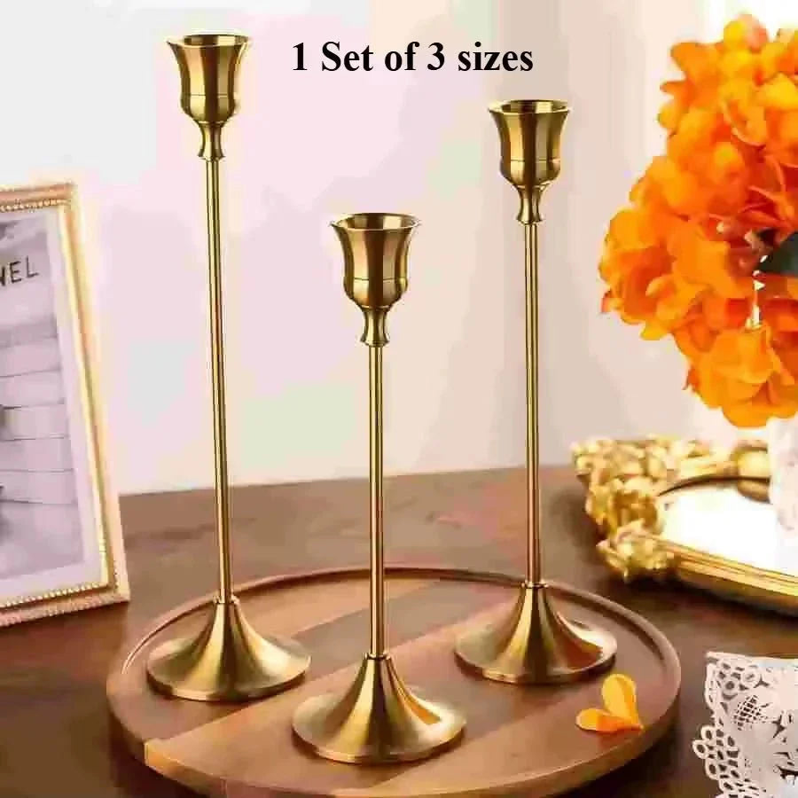3 unids/set candelabros de Metal de estilo europeo candelabro de moda mesa de boda soporte de vela candelabro - VibraStore