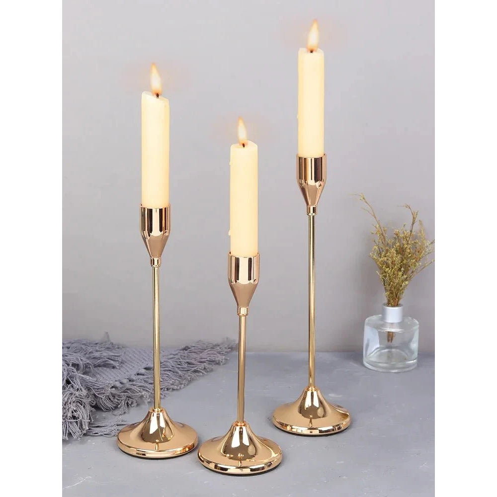 3 unids/set candelabros de Metal de estilo europeo candelabro de moda mesa de boda soporte de vela candelabro - VibraStore