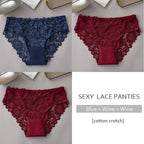 3 unids/set de bragas de encaje con bordado Floral de lujo, bragas para mujer, lencería hueca Sexy, ropa interior femenina, calzoncillos transpirables para mujer - VibraStore