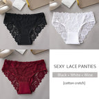 3 unids/set de bragas de encaje con bordado Floral de lujo, bragas para mujer, lencería hueca Sexy, ropa interior femenina, calzoncillos transpirables para mujer - VibraStore
